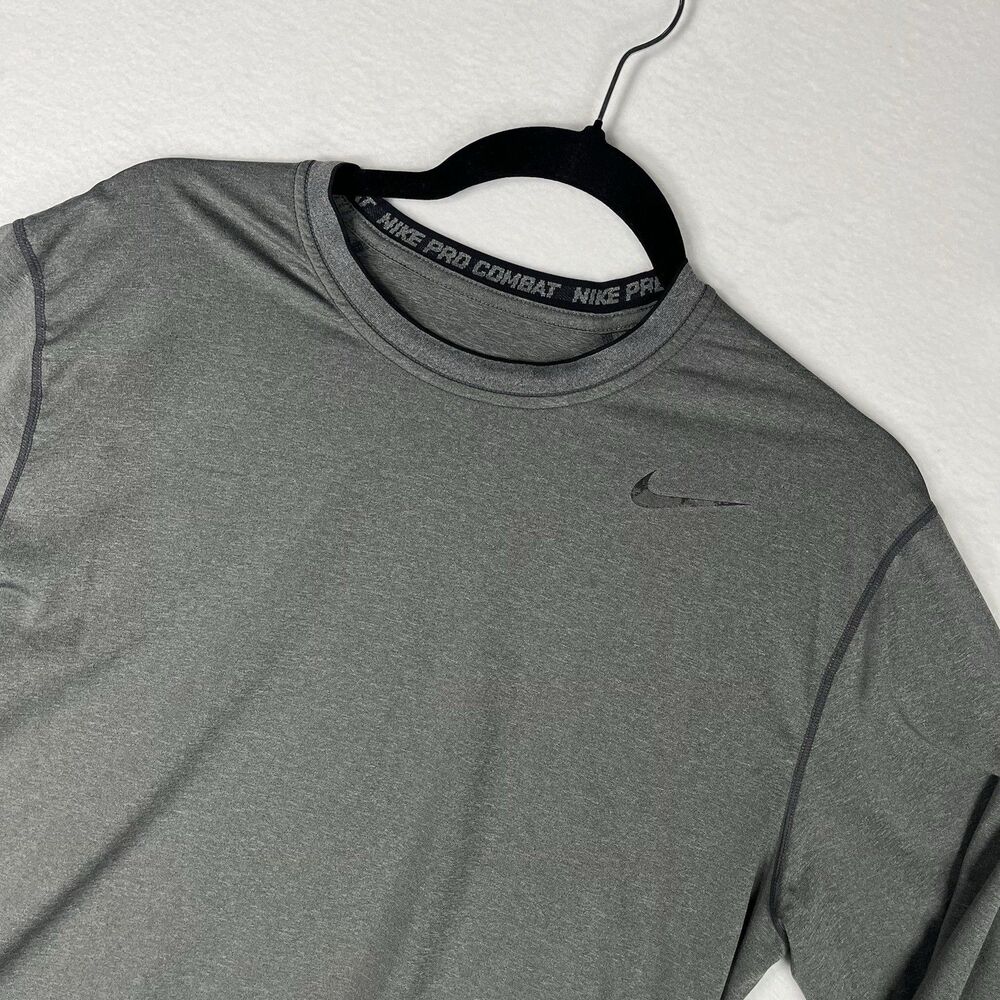 Nike Pro Combat Dri-FIT Mens L Long Sleeve Compression Shirt Dark Gray Heather